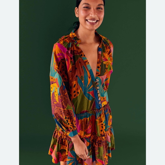 Farm Rio Leopards Jungle Long Sleeve Mini Dress - Picture 4 of 7